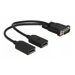 DELOCK αντάπτορας DMS-59 σε 2x DisplayPort 65354, 25cm, μαύρος