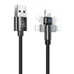 USAMS καλώδιο Lightning σε USB US-SJ476, περιστρεφόμενο, 10.5W 1m, μαύρο