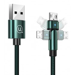 USAMS καλώδιο Micro USB σε USB SJ478, περιστρεφόμενο, 10W, 1m, πράσινο