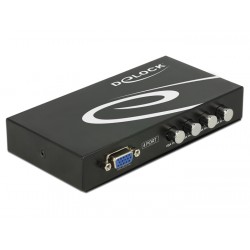 DELOCK VGA switch 87635, 4 ports, bidirectional, Full HD, μαύρο