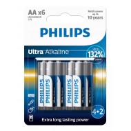 PHILIPS Ultra αλκαλικές μπαταρίες LR6E6BP/10, AA LR6 1.5V, 6τμχ