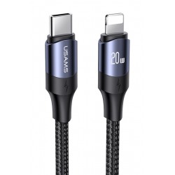 USAMS καλώδιο Lightning σε USB-C US-SJ522, 20W PD, 2m, μαύρο