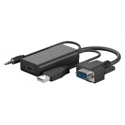 GOOBAY αντάπτορας VGA σε HDMI 61259, 3.5mm Jack, 1080p/60Hz, μαύρος