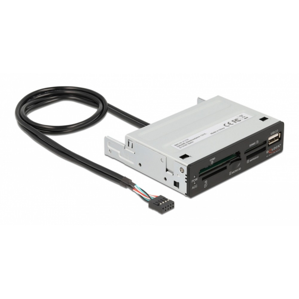 DELOCK USB 9-pin card reader 91708, CF/SD/XD/MS/Micro SD/USB, 3.5" bay DELOCK USB 9-pin card reader 91708, CF/SD/XD/MS/Micro SD/USB, 3.5" bay