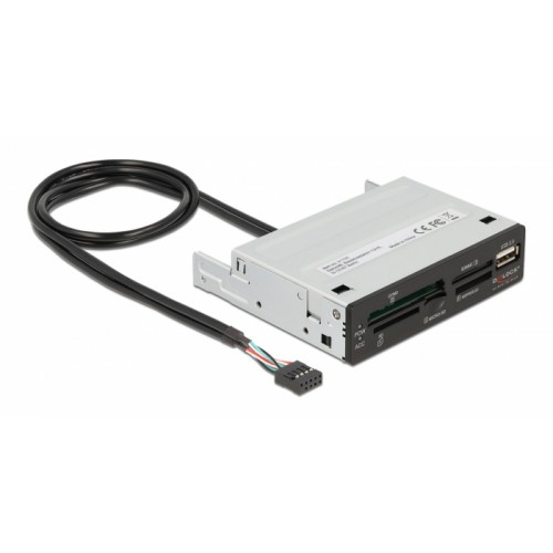 DELOCK USB 9-pin card reader 91708, CF/SD/XD/MS/Micro SD/USB, 3.5 bay