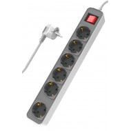 POWERTECH πολύπριζο ασφαλείας PT-1058, 6x schuko, 16A, 1.4m, λευκό