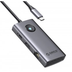 ORICO docking station PW11-6PR, 6 θυρών, USB-C σύνδεση, 100W PD 4K, γκρι