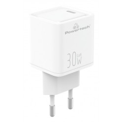 POWERTECH φορτιστής τοίχου PT-1093, USB-C, PD 30W, GaN, λευκός