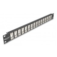 DELOCK Keystone patch panel 66758, 19"/1U, 16x ports, μαύρο