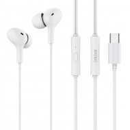CELEBRAT earphones με μικρόφωνο D13, USB-C σύνδεση, Φ10mm, 1.2m, λευκά