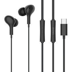 CELEBRAT earphones με μικρόφωνο D13, USB-C σύνδεση, Φ10mm, 1.2m, μαύρα