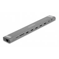 DELOCK docking station 87895, 9 θυρών, βάση laptop, 85W PD, 4K, γκρι