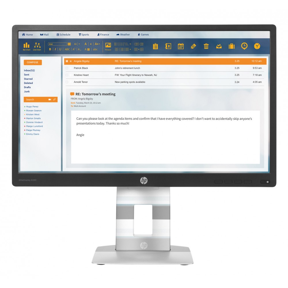 HP used Οθόνη E240 LED, 23.8 1920x1080, VGA/HDMI/DisplayPort, Grade A