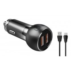 LDNIO φορτιστής αυτοκινήτου C503Q με καλώδιο, 2x USB, 36W, QC, γκρι