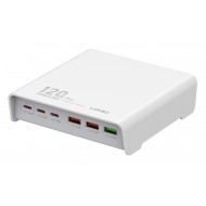 LDNIO σταθμός φόρτισης Q605, 3x USB-C & 3x USB, 120W, PD/QC, λευκός
