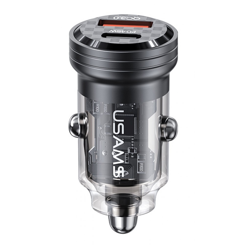 USAMS φορτιστής αυτοκινήτου US-CC175, USB & USB-C, 45W, QC & PD, μαύρος USAMS φορτιστής αυτοκινήτου US-CC175, USB & USB-C, 45W, QC & PD, μαύρος