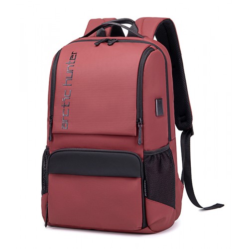 ARCTIC HUNTER τσάντα πλάτης B00532, θήκη laptop 15.6, USB, 28L, κόκκινη