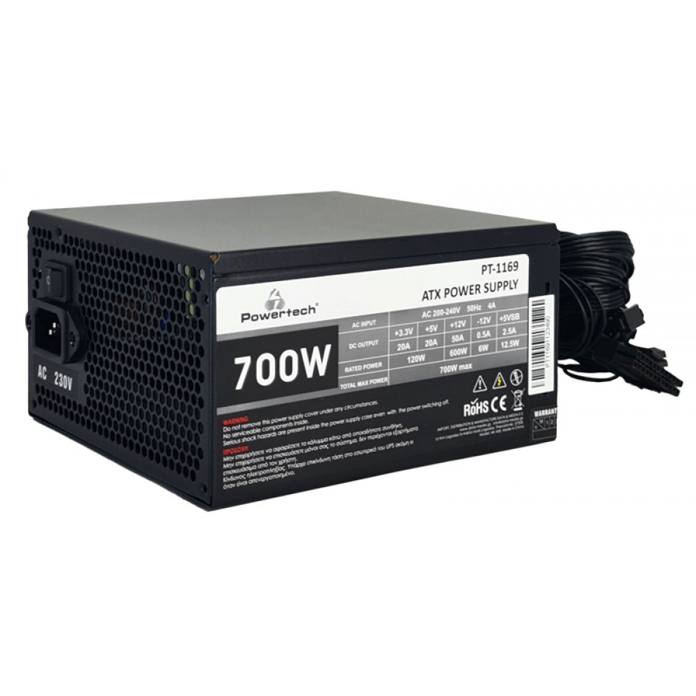 POWERTECH τροφοδοτικό για PC PT-1169, 700W, ATX, 140mm Fan POWERTECH τροφοδοτικό για PC PT-1169, 700W, ATX, 140mm Fan