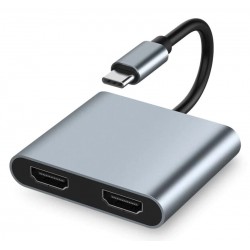 POWERTECH docking station CAB-UC083, 2 θυρών HDMI, USB-C, 4K, γκρι