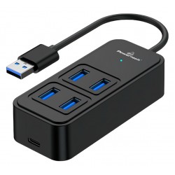 POWERTECH USB hub PTR-0153, 4x θυρών, 5 Gbps, USB σύνδεση, μαύρο