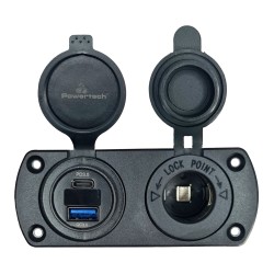 POWERTECH πρίζα 12V για σκάφη & οχήματα PTL-002, USB/USB-C, οθόνη, IP65