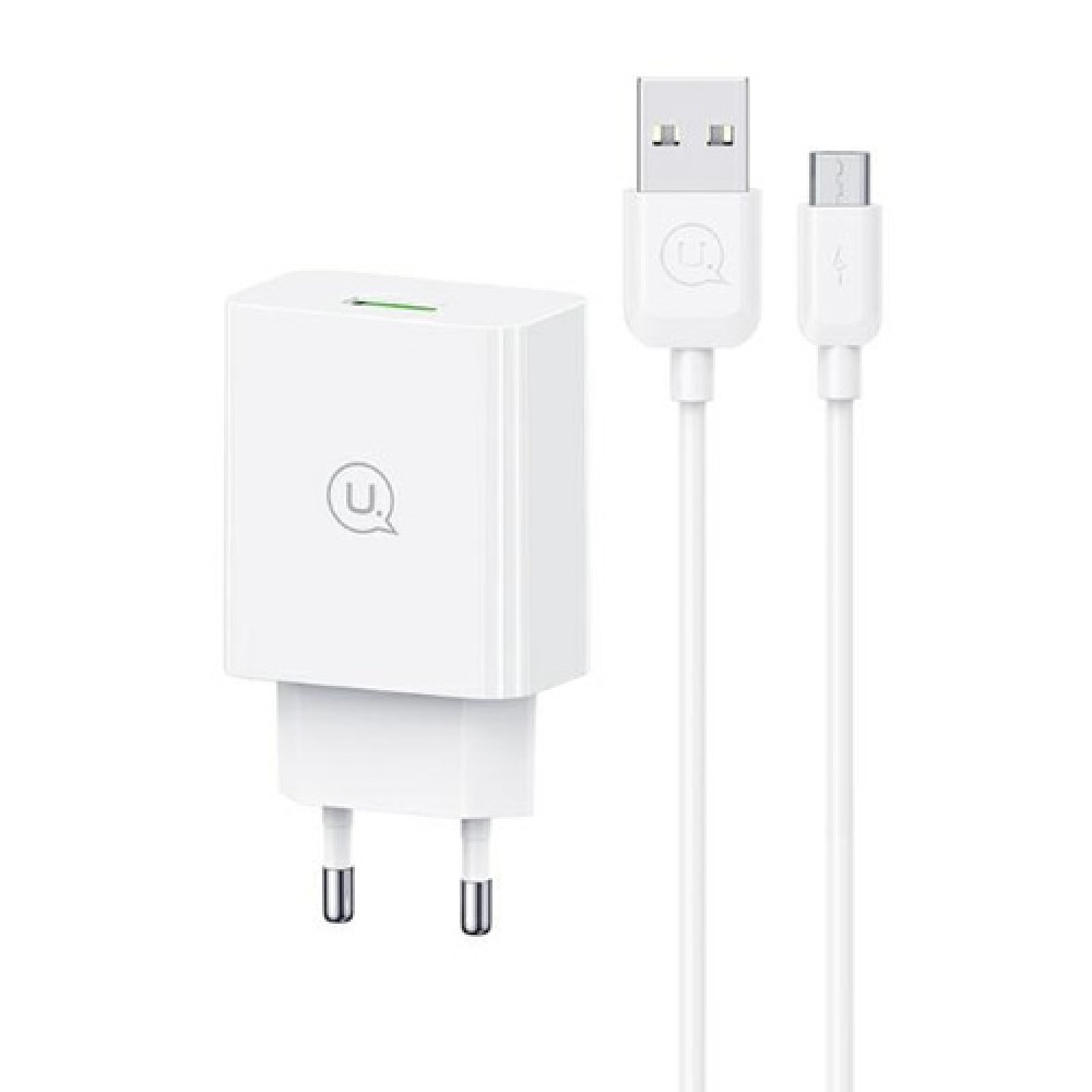 USAMS φορτιστής τοίχου SCXLTZ01 με καλώδιο micro USB, USB, 18W, λευκός USAMS φορτιστής τοίχου SCXLTZ01 με καλώδιο micro USB, USB, 18W, λευκός