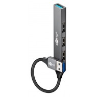 GOOBAY USB hub 74456, 4x θυρών, USB 3.2, 5Gbps, USB σύνδεση, γκρι