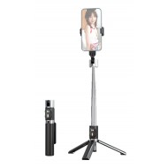 USAMS selfie stick ZB324 με τρίποδο, έως 110cm, Bluetooth, μαύρο
