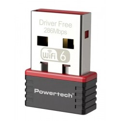 POWERTECH ασύρματος USB αντάπτορας δικτύου PT-1383, 300Mbps WiFi 6