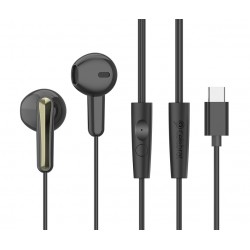 CELEBRAT earphones με μικρόφωνο G37, USB-C σύνδεση, 14.2mm, 1.2m, μαύρα