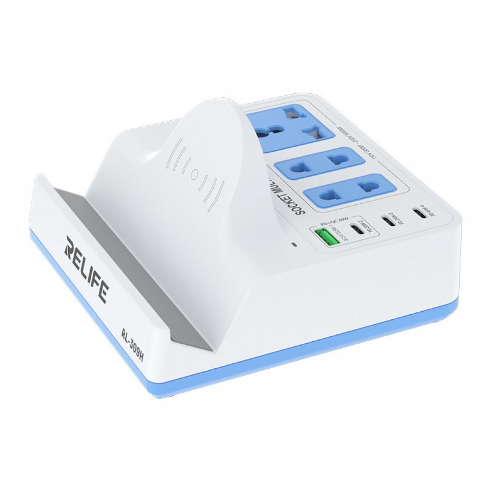 RELIFE σταθμός φόρτισης RL-309H, USB/3x USB-C/3x DC/wireless, 72W, λευκός