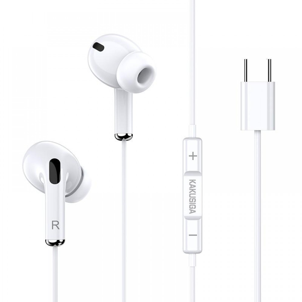 KAKUSIGA earphones με μικρόφωνο KSC-727, USB-C σύνδεση, 14.2mm, 1.2m, λευκά KAKUSIGA earphones με μικρόφωνο KSC-727, USB-C σύνδεση, 14.2mm, 1.2m, λευκά