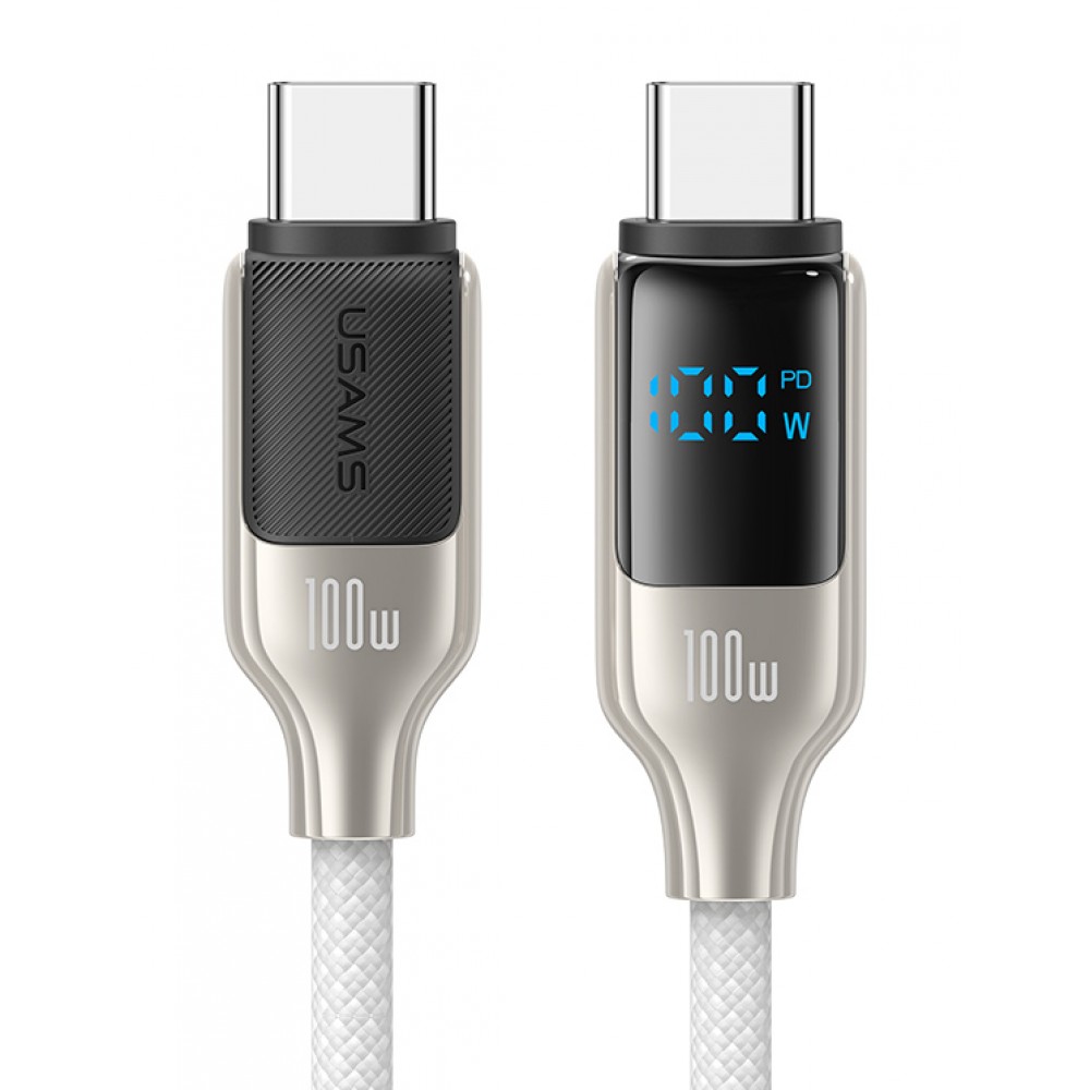 USAMS καλώδιο USB-C SJ742, 100W, 480Mbps, 1.2m, λευκό USAMS καλώδιο USB-C SJ742, 100W, 480Mbps, 1.2m, λευκό