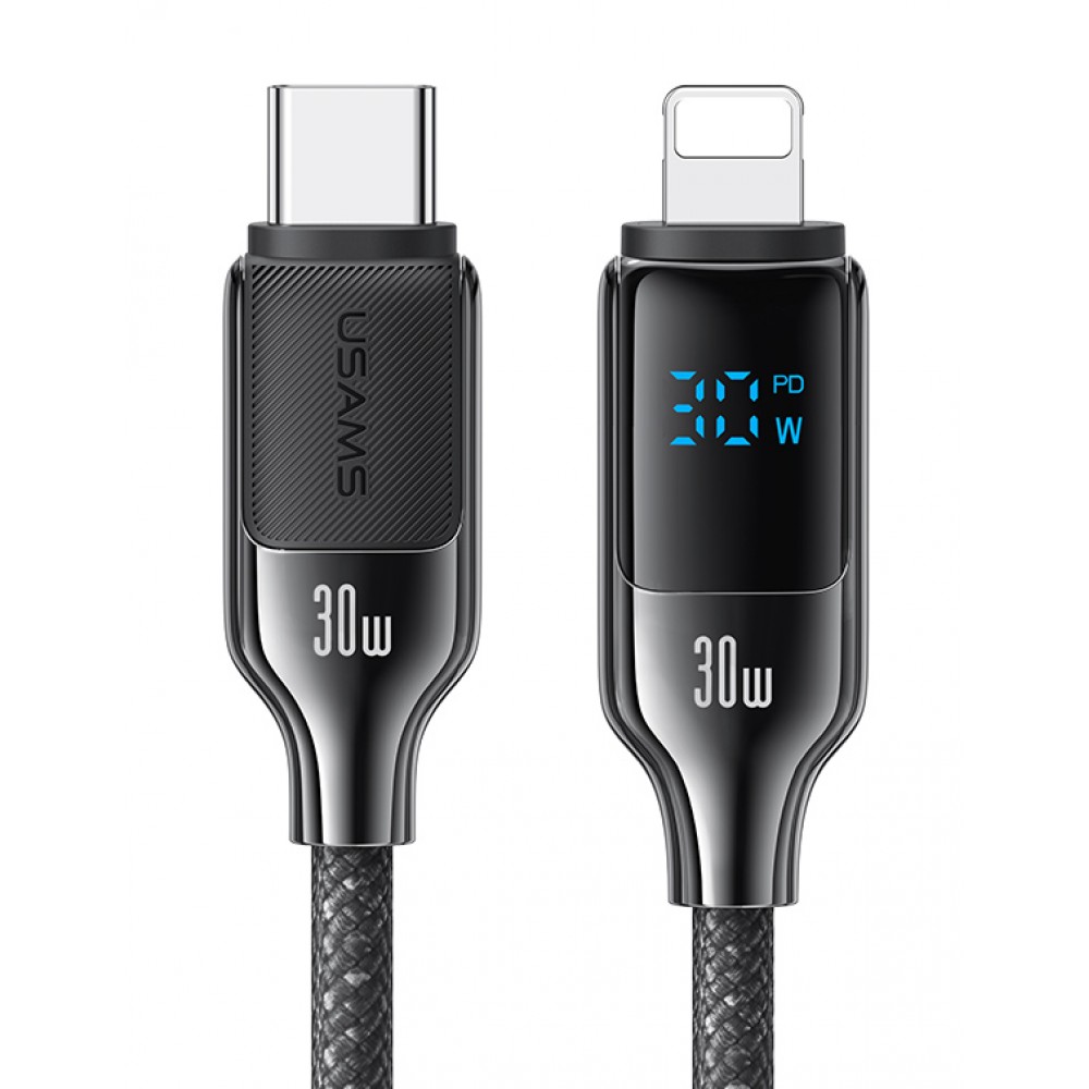 USAMS καλώδιο Lightning σε USB-C SJ741, 30W, 480Mbps, 1.2m, μαύρο USAMS καλώδιο Lightning σε USB-C SJ741, 30W, 480Mbps, 1.2m, μαύρο