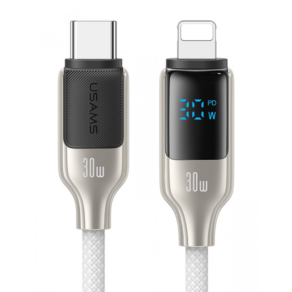 USAMS καλώδιο Lightning σε USB-C SJ741, 30W, 480Mbps, 1.2m, λευκό USAMS καλώδιο Lightning σε USB-C SJ741, 30W, 480Mbps, 1.2m, λευκό