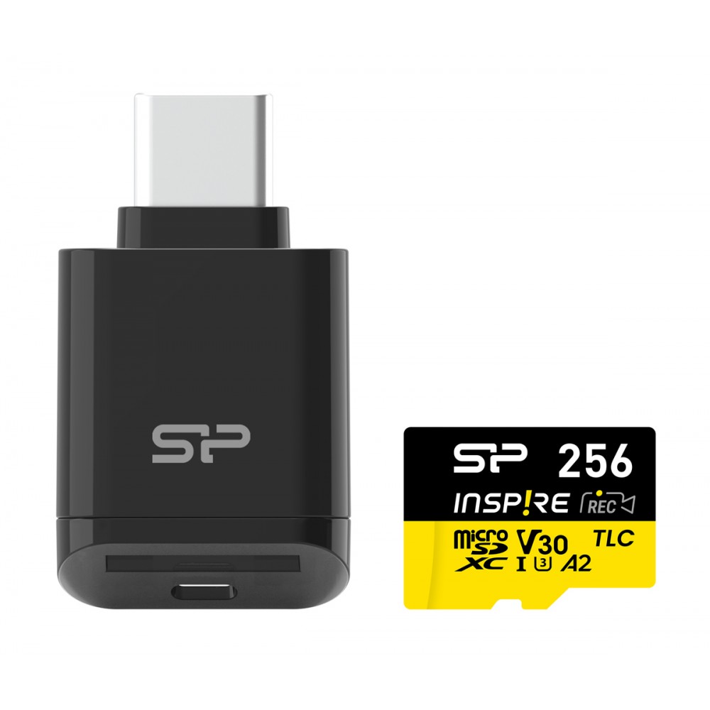 SILICON POWER κάρτα μνήμης microSDXC Inspire με card reader, 256GB, UHS-I U3 A1 V30 SILICON POWER κάρτα μνήμης microSDXC Inspire με card reader, 256GB, UHS-I U3 A1 V30