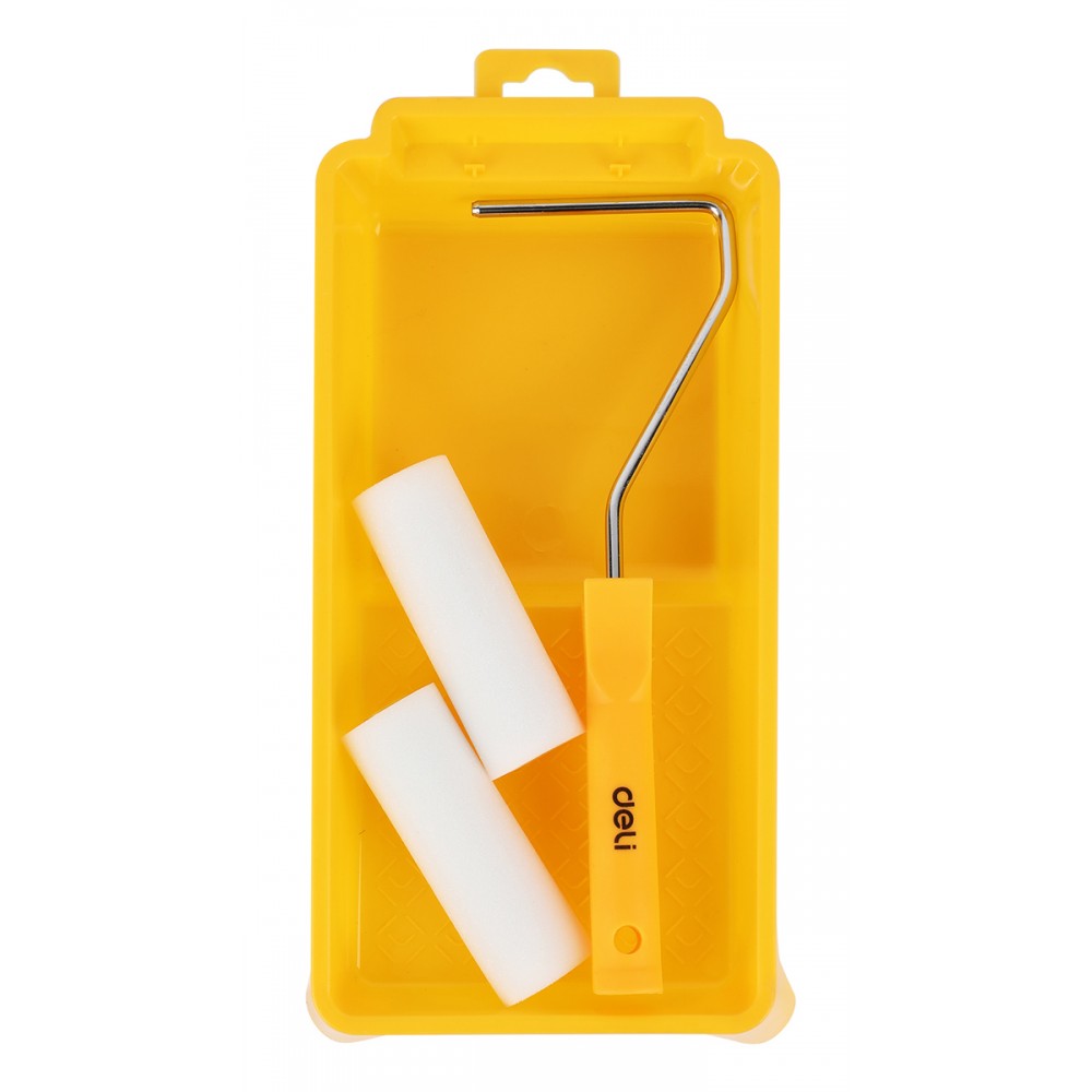 DELI σετ βαφής DL509704, 2x ρολά/λαβή/σκάφη, πολυεστερικός αφρός, 10mm, 100mm, 4τμχ DELI σετ βαφής DL509704, 2x ρολά/λαβή/σκάφη, πολυεστερικός αφρός, 10mm, 100mm, 4τμχ