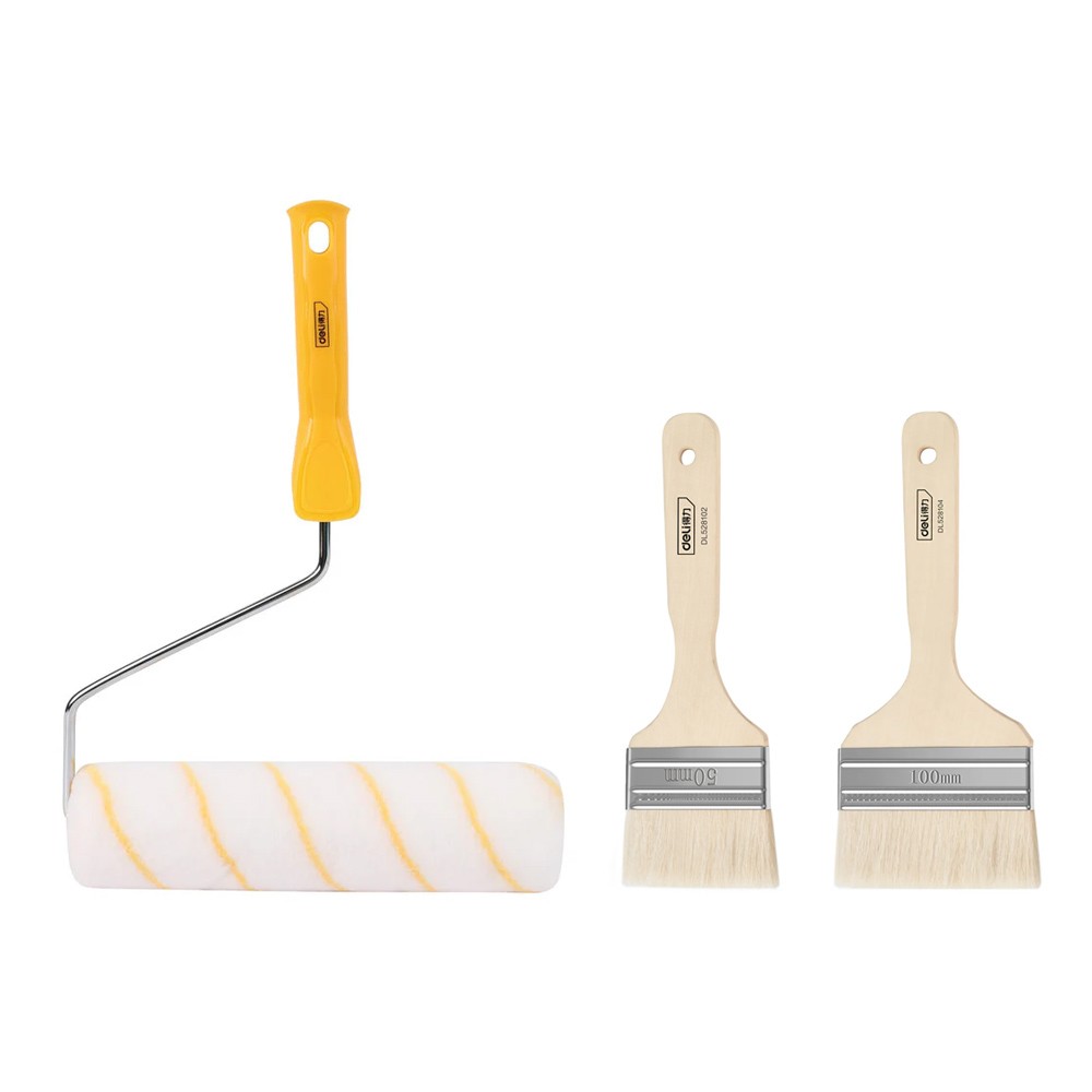 DELI σετ βαφής DL528003, ρολό με λαβή/2x πινέλα, 230mm, 50/100mm, 3τμχ DELI σετ βαφής DL528003, ρολό με λαβή/2x πινέλα, 230mm, 50/100mm, 3τμχ