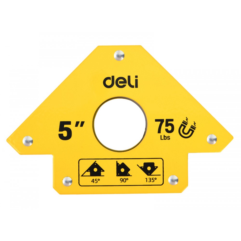 DELI μαγνητική γωνία συγκόλλησης DL-HDW75 με 45°/90°/135° γωνίες, 5, 34kg DELI μαγνητική γωνία συγκόλλησης DL-HDW75 με 45°/90°/135° γωνίες, 5, 34kg