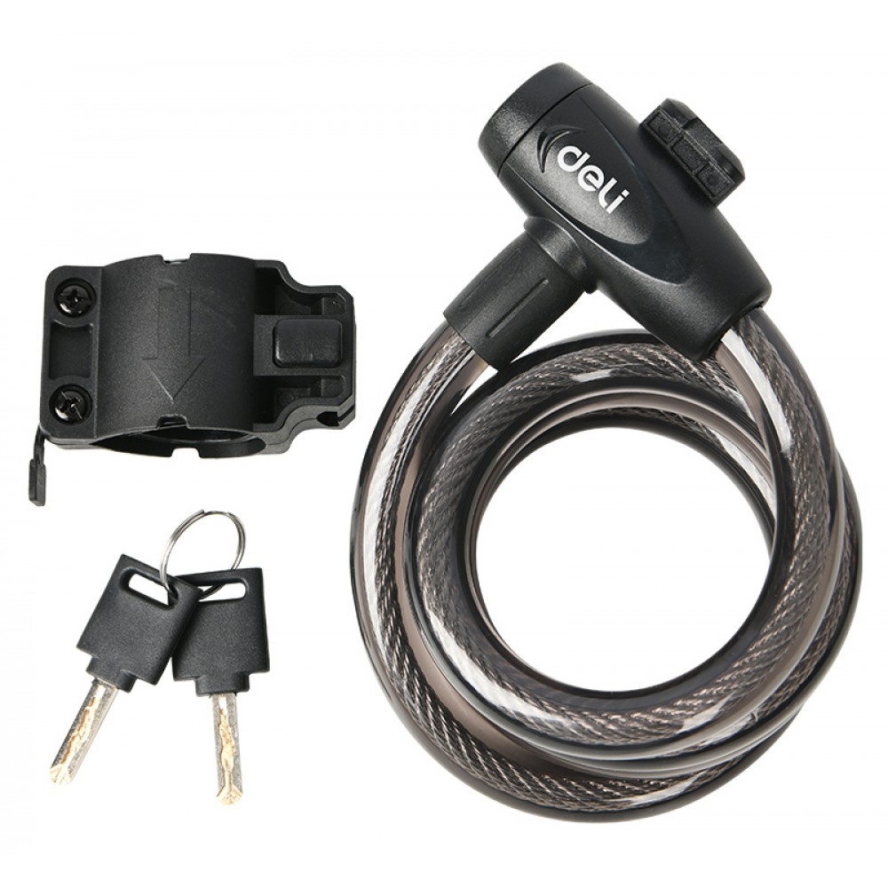 DELI κλειδαριά ποδηλάτου με κλειδί DL508062, Φ12mm, 1m, μαύρη DELI κλειδαριά ποδηλάτου με κλειδί DL508062, Φ12mm, 1m, μαύρη
