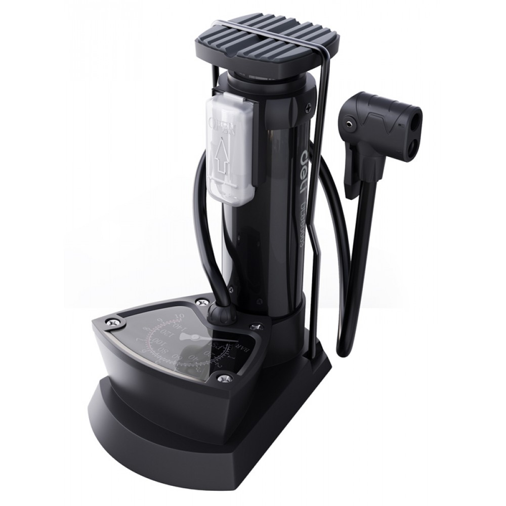 DELI τρόμπα ποδιού DL880003 με μανόμετρο, 140PSI, μαύρη DELI τρόμπα ποδιού DL880003 με μανόμετρο, 140PSI, μαύρη