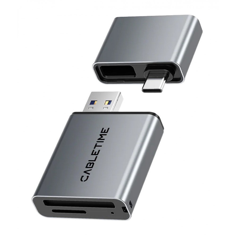 CABLETIME card reader CT-ACCD3-AG για SD & micro SD, USB 3.0, 5Gbps, γκρι CABLETIME card reader CT-ACCD3-AG για SD & micro SD, USB 3.0, 5Gbps, γκρι