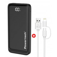 POWERTECH power bank με οθόνη & καλώδιο USB σε Micro/Lightning BNDL-0197, 10000mAh