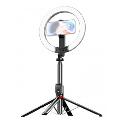 USAMS φωτιστικό δαχτυλίδι LED ZB323 με τρίποδο & βάση smartphone, μαύρο