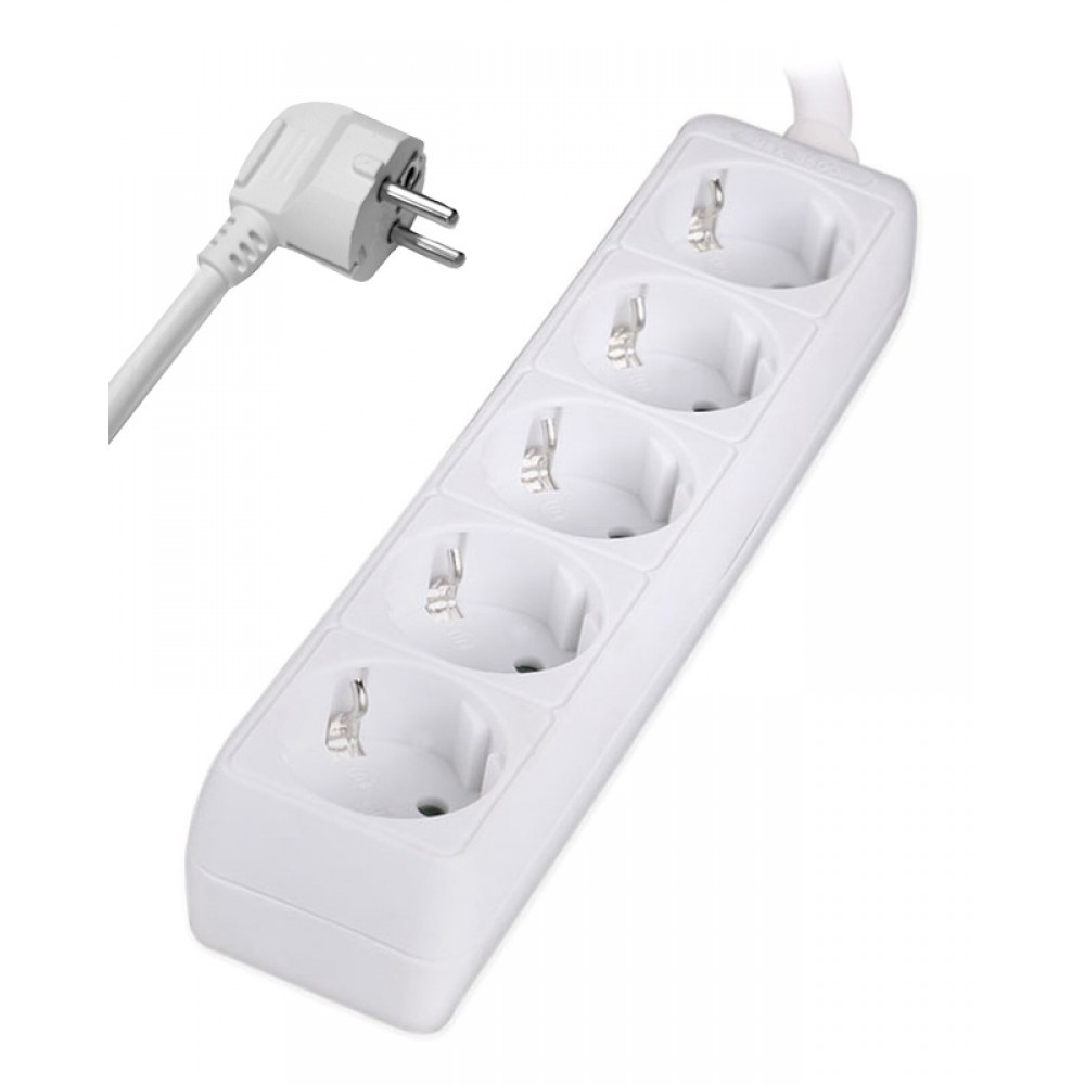 POWERTECH πολύπριζο PT-869, 5x schuko, 16A, 1.5m, λευκό