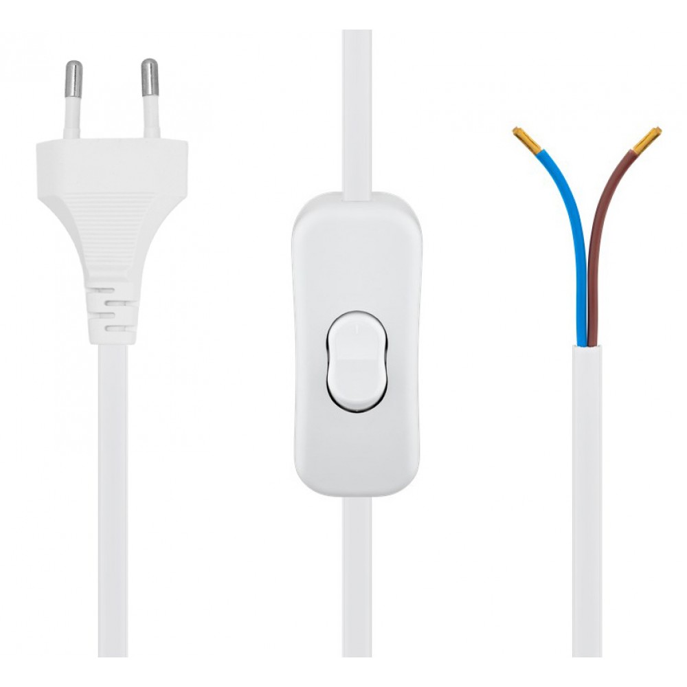 POWERTECH καλώδιο τροφοδοσίας CAB-P041 με διακόπτη, 2x 0.75mm², 1.5m, λευκό