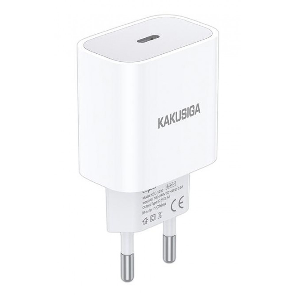 KAKUSIGA φορτιστής τοίχου KSC-1230, USB-C, 2.4A, λευκός KAKUSIGA φορτιστής τοίχου KSC-1230, USB-C, 2.4A, λευκός