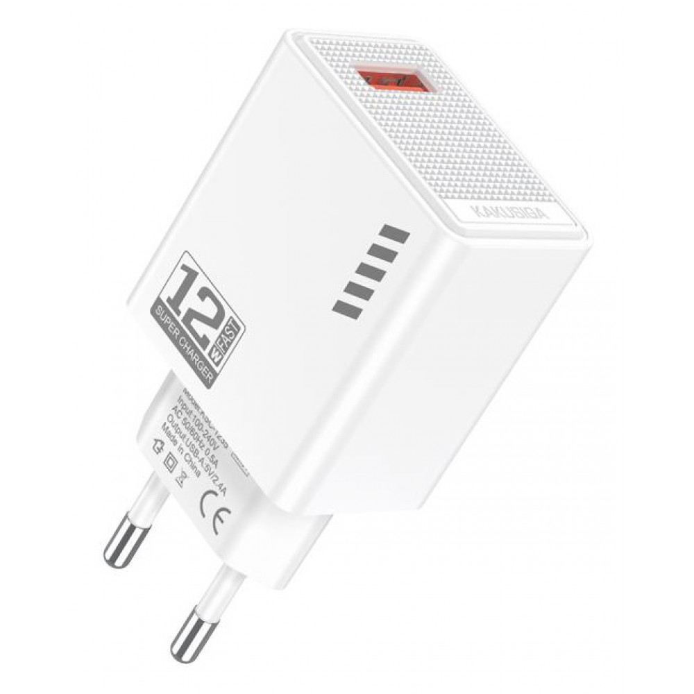 KAKUSIGA φορτιστής τοίχου KSC-1235, USB, 12W, λευκός KAKUSIGA φορτιστής τοίχου KSC-1235, USB, 12W, λευκός