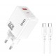 KAKUSIGA φορτιστής τοίχου KSC-1240 με καλώδιο USB-C, USB & USB-C, 20W, λευκός