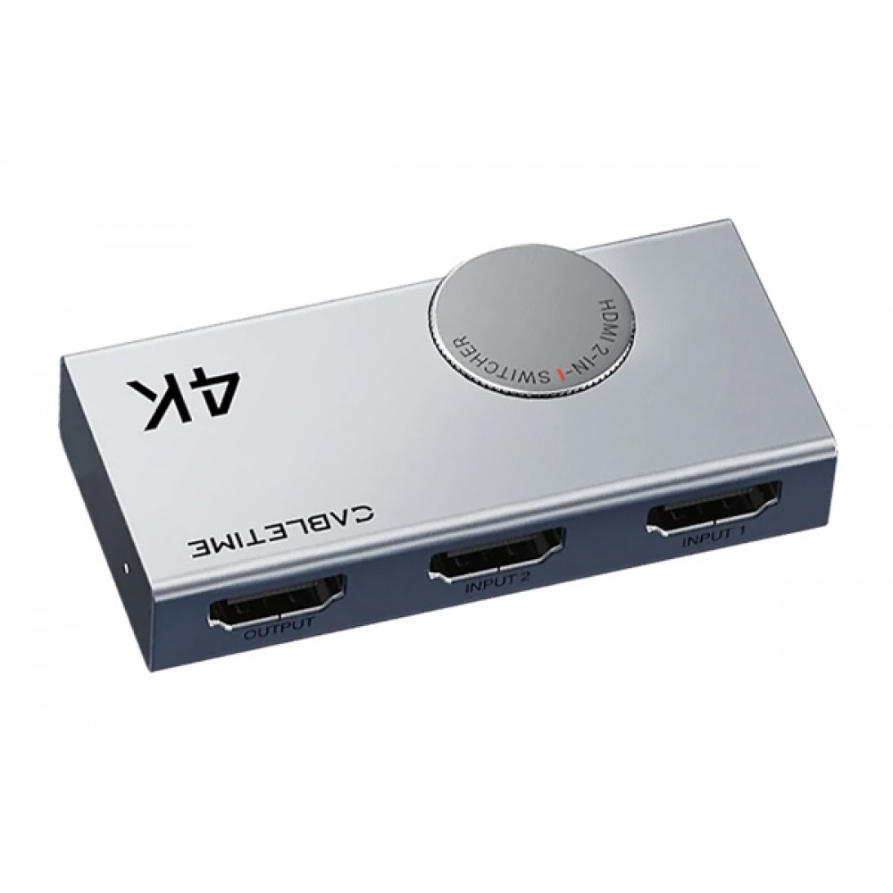 CABLETIME HDMI switch CT-HS4K2-AG, 2 σε 1, 4K/60Hz, bi-directional, γκρι